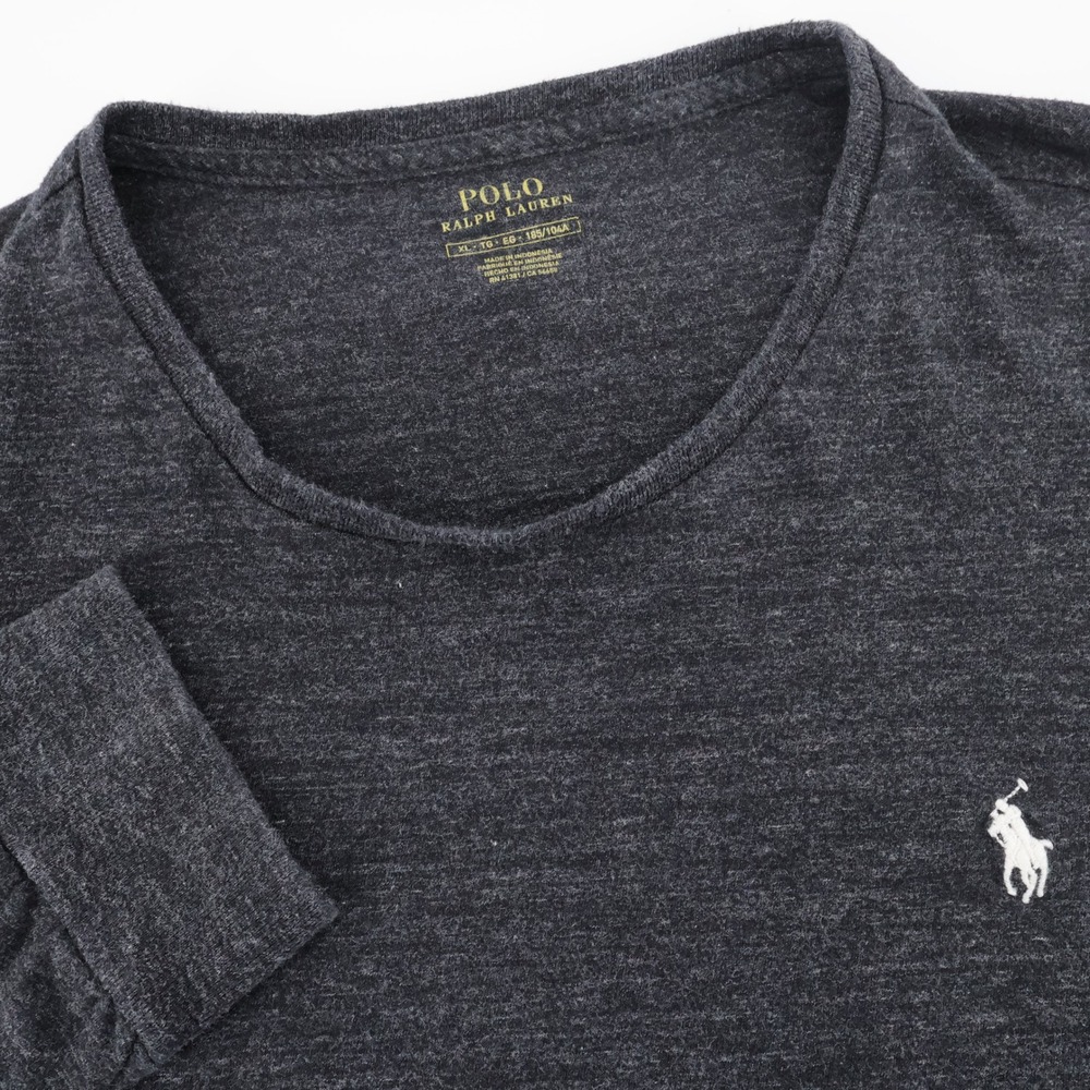 Polo Ralph Lauren Pony Logo T-Shirt Charcoal Long Sleeve Mens XL FLAW